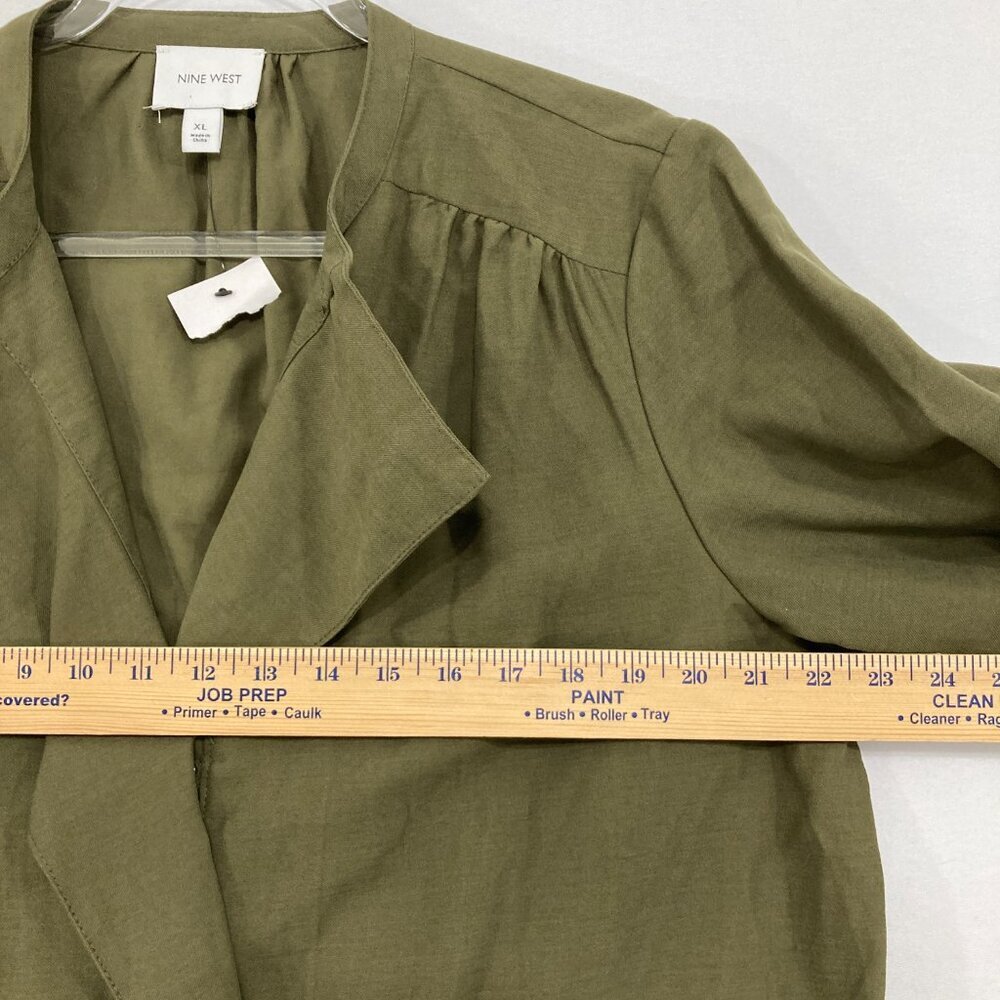 New Nine West size XL Green Olive Soft Comfy Rolled Sleeve Full Zip Jacket - Picture 8 of 11
